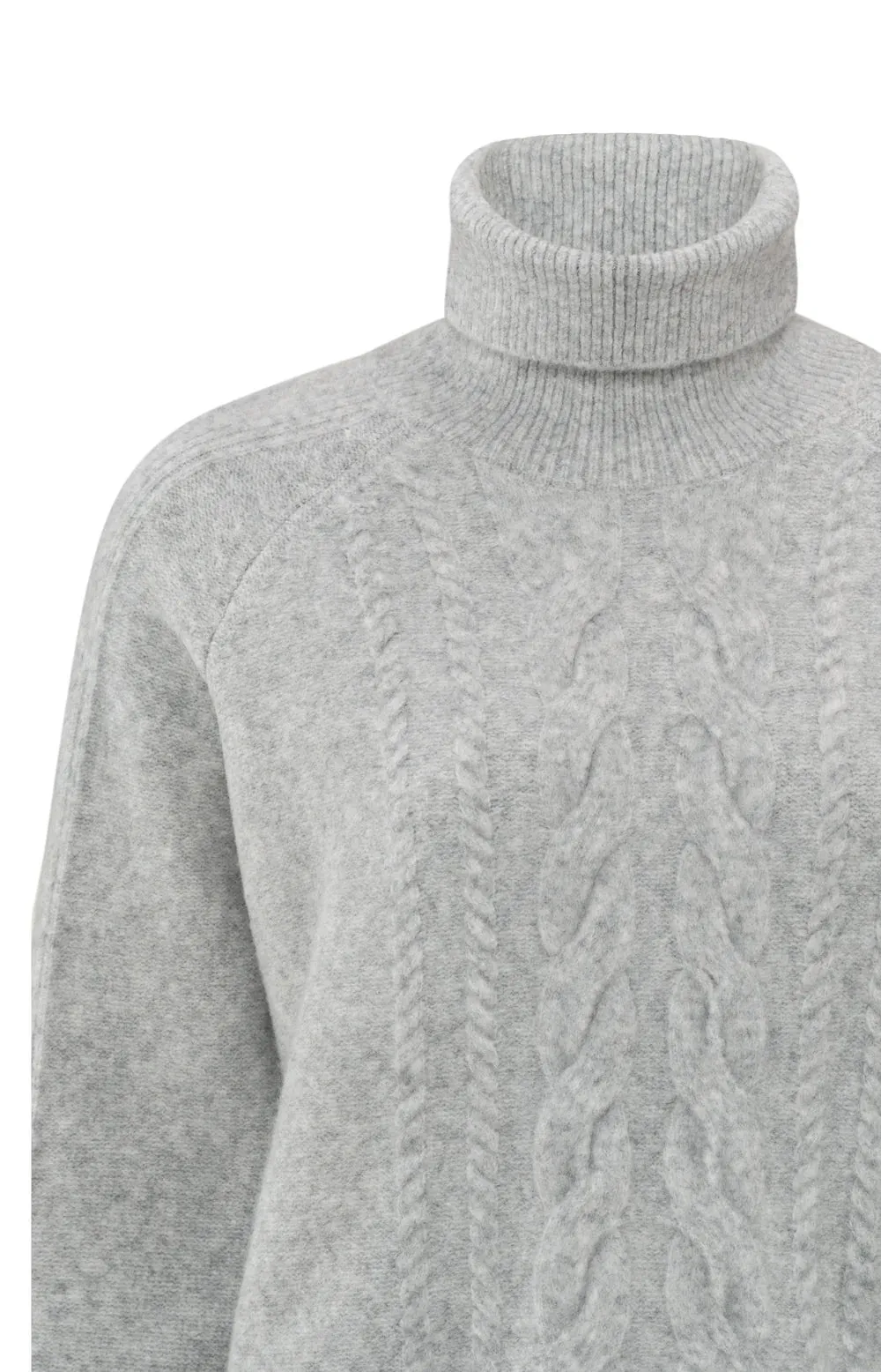 YAYA TURTLENECK SWEATER CABLE GREY MELANGE