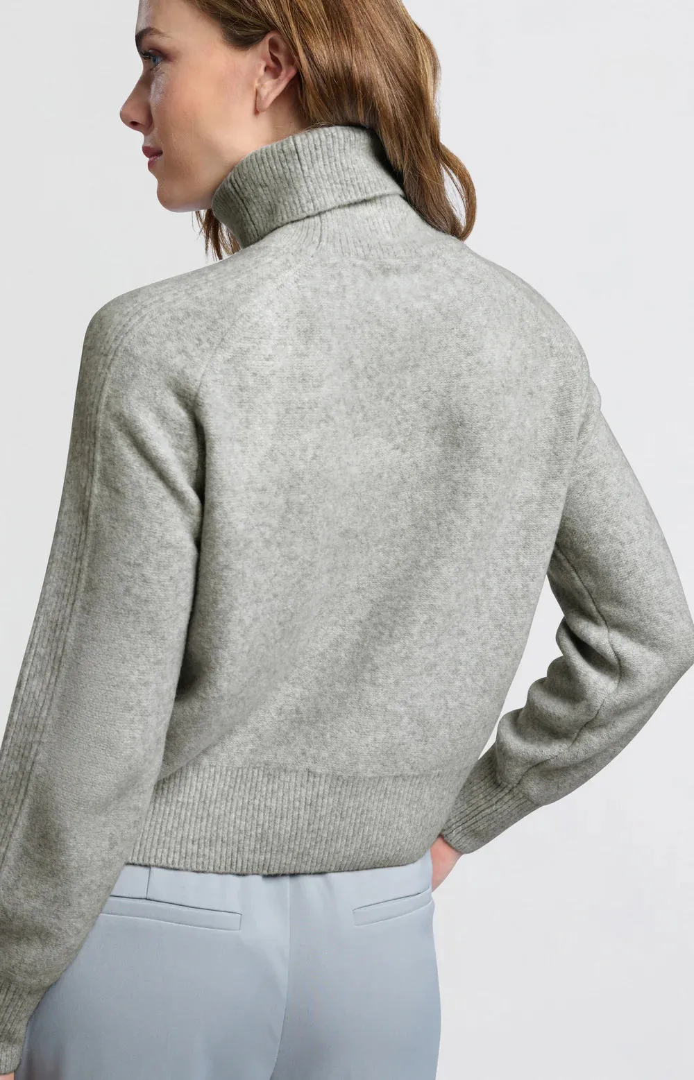 YAYA TURTLENECK SWEATER CABLE GREY MELANGE