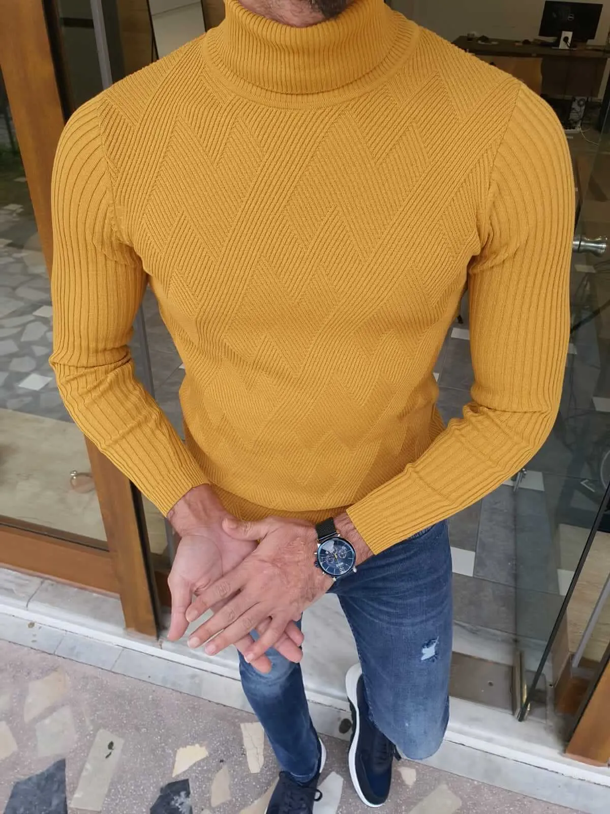 Yellow Long sleeve Turtleneck