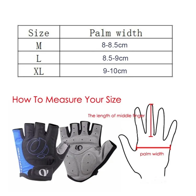 YIZIMI Anti-shock Half-finger Gloves Cycling Silicone Short Finger Gloves, Size: L(Black Blue)