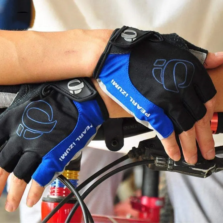 YIZIMI Anti-shock Half-finger Gloves Cycling Silicone Short Finger Gloves, Size: L(Black Blue)