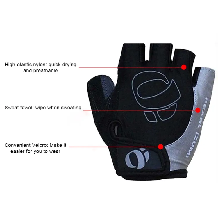 YIZIMI Anti-shock Half-finger Gloves Cycling Silicone Short Finger Gloves, Size: L(Black Blue)