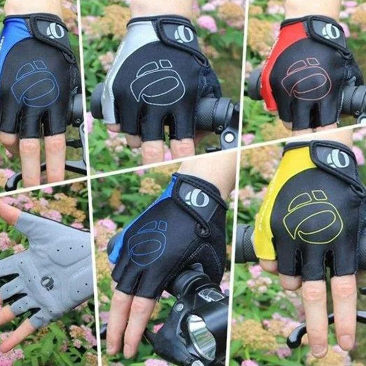 YIZIMI Anti-shock Half-finger Gloves Cycling Silicone Short Finger Gloves, Size: L(Black Blue)