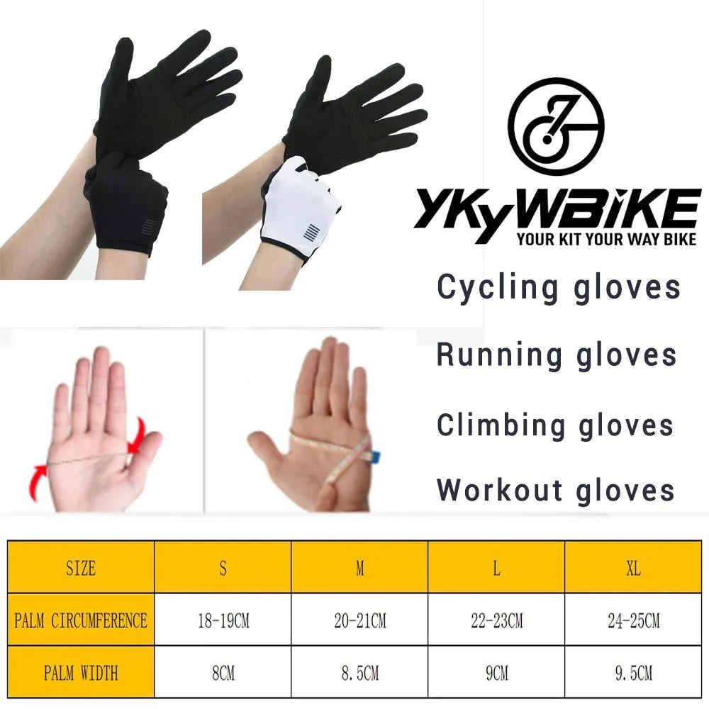 YKYW MTB Road Cycling Touch Screen Full Finger Gel Gloves Mesh Fabric Quick-drying Elastic Breathable XRD Technology Shockproof 5 Colors