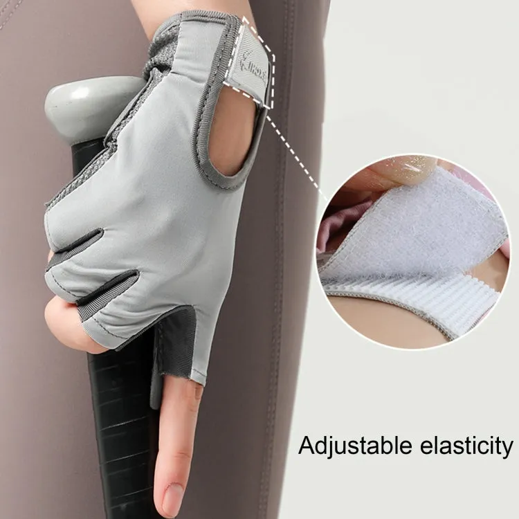 Yoga Sports Gloves Non-slip Shock-absorbing Half-finger Anti-cocoon Gloves, Size: M(Arctic Gray)