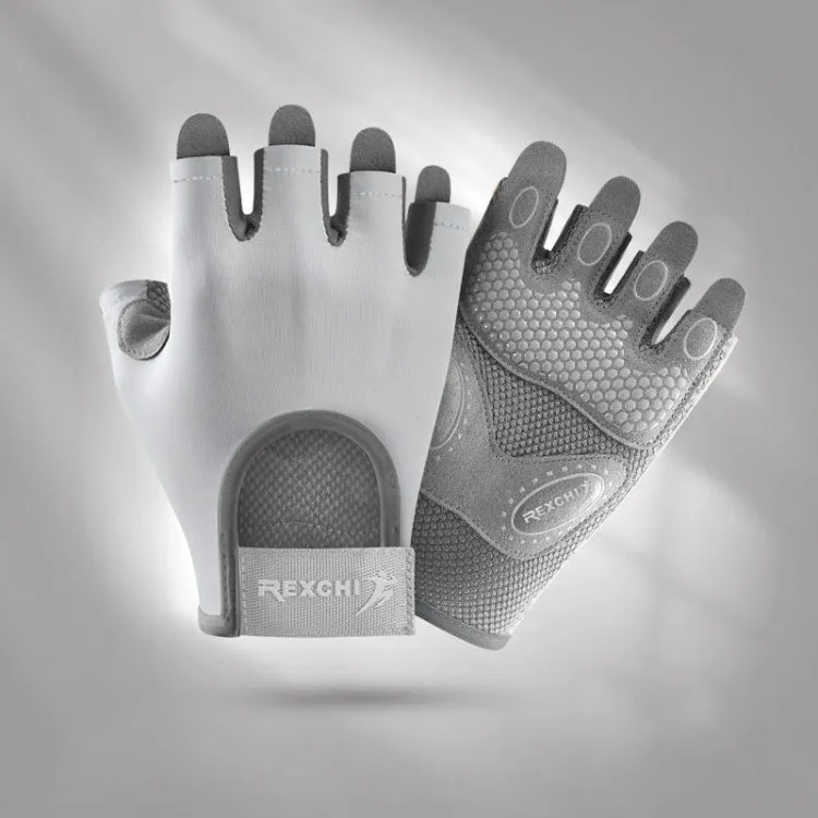 Yoga Sports Gloves Non-slip Shock-absorbing Half-finger Anti-cocoon Gloves, Size: M(Arctic Gray)