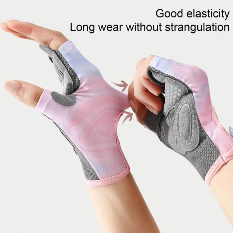 Yoga Sports Gloves Non-slip Shock-absorbing Half-finger Anti-cocoon Gloves, Size: M(Arctic Gray)