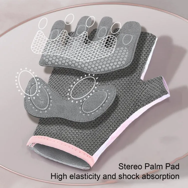 Yoga Sports Gloves Non-slip Shock-absorbing Half-finger Anti-cocoon Gloves, Size: M(Arctic Gray)