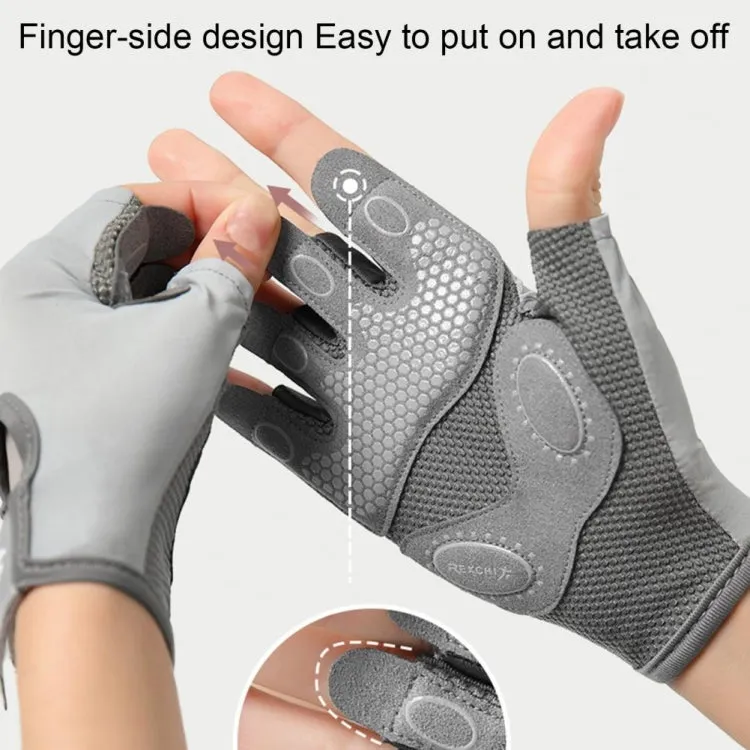 Yoga Sports Gloves Non-slip Shock-absorbing Half-finger Anti-cocoon Gloves, Size: M(Arctic Gray)